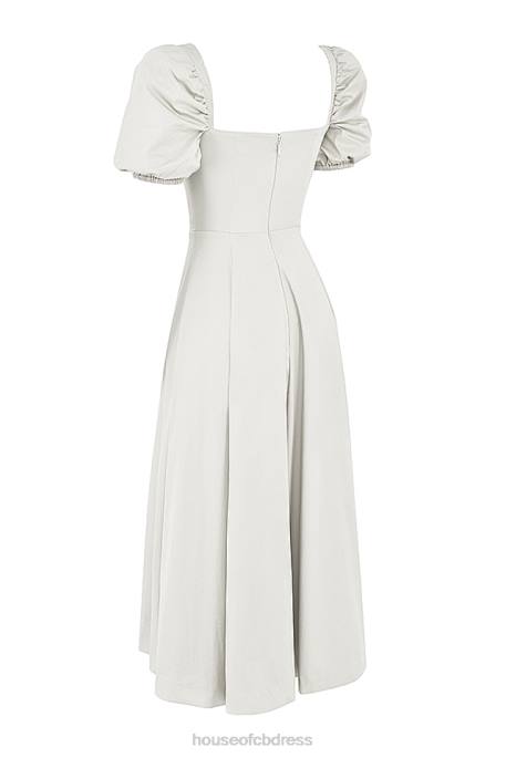 House of CB Tallulah White Puff Sleeve Midi Sundress Clothing 4H6N440