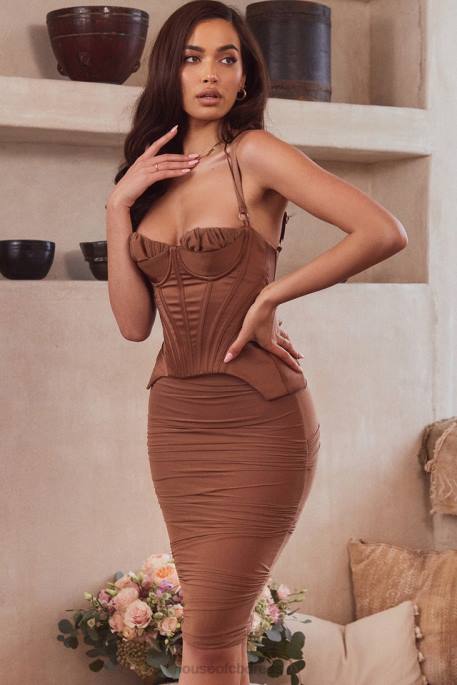 House of CB Talya Toffee Corset Midi Dress Clothing 4H6N581