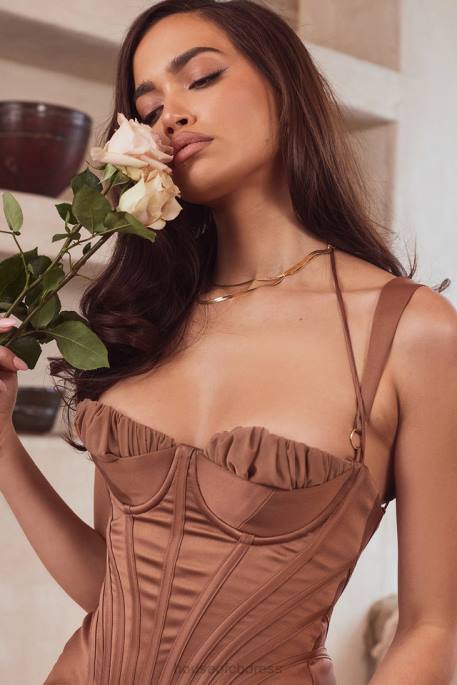 House of CB Talya Toffee Corset Midi Dress Clothing 4H6N581