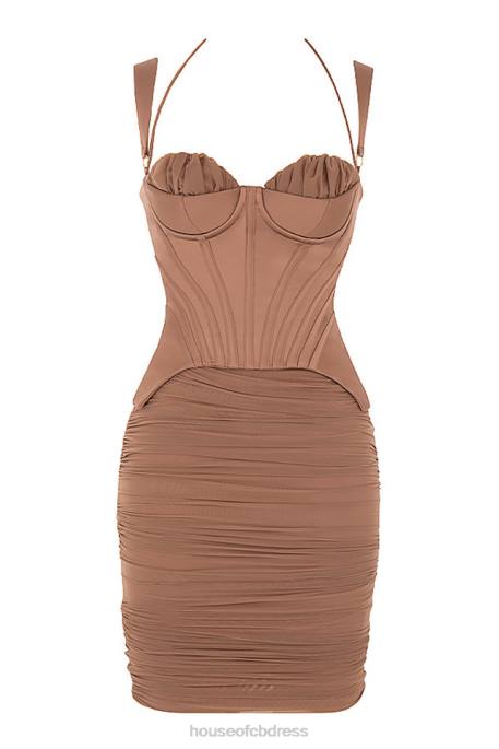 House of CB Talya Toffee Corset Midi Dress Clothing 4H6N581