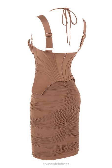 House of CB Talya Toffee Corset Midi Dress Clothing 4H6N581