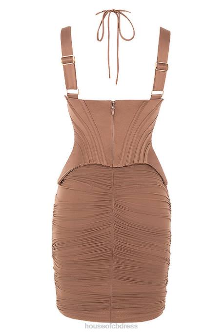 House of CB Talya Toffee Corset Midi Dress Clothing 4H6N581