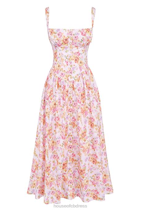 House of CB Tatiana Pink Print Midi Sundress Clothing 4H6N252