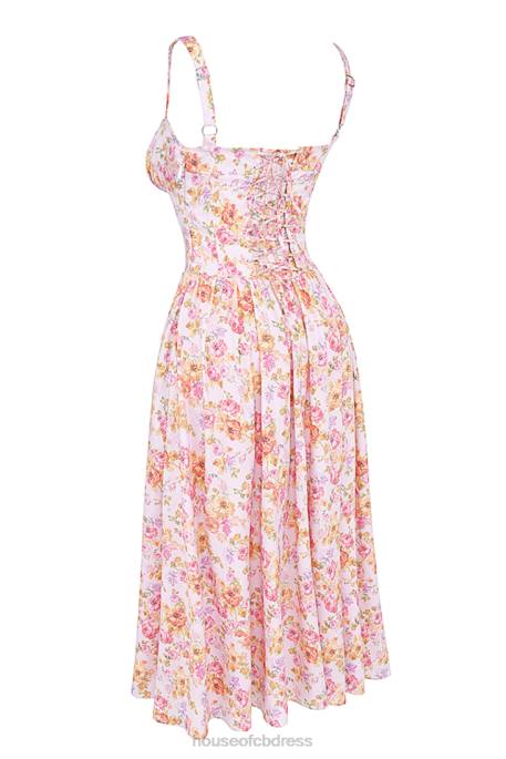 House of CB Tatiana Pink Print Midi Sundress Clothing 4H6N252