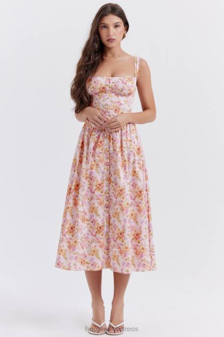 House of CB Tatiana Pink Print Midi Sundress Clothing 4H6N252