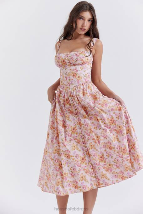 House of CB Tatiana Pink Print Midi Sundress Clothing 4H6N252