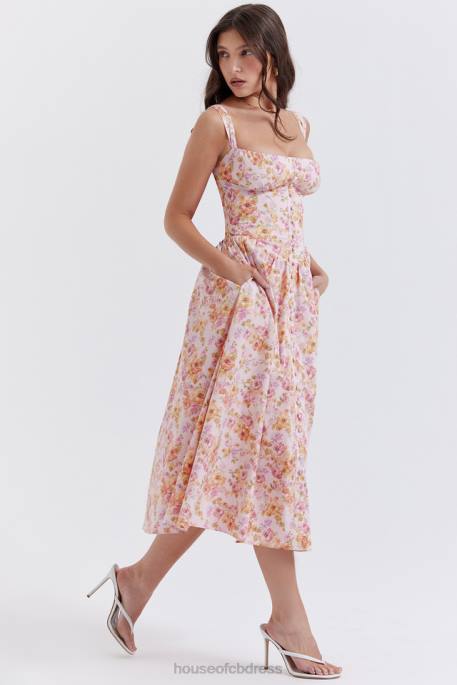 House of CB Tatiana Pink Print Midi Sundress Clothing 4H6N252