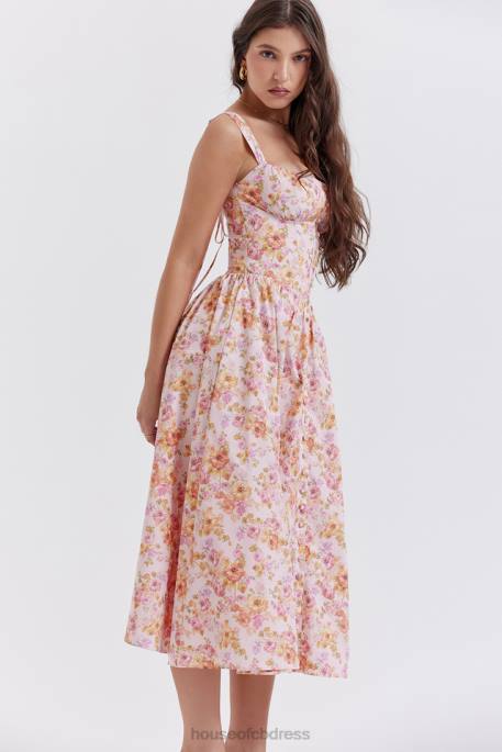 House of CB Tatiana Pink Print Midi Sundress Clothing 4H6N252