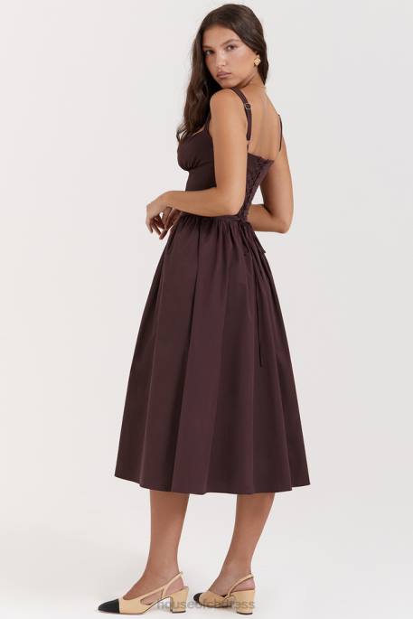 House of CB Tatiana Rich Brown Midi Sundress Clothing 4H6N172