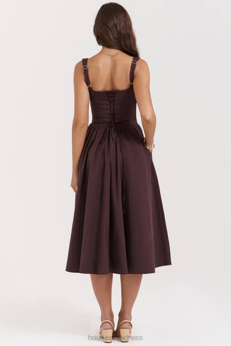 House of CB Tatiana Rich Brown Midi Sundress Clothing 4H6N172