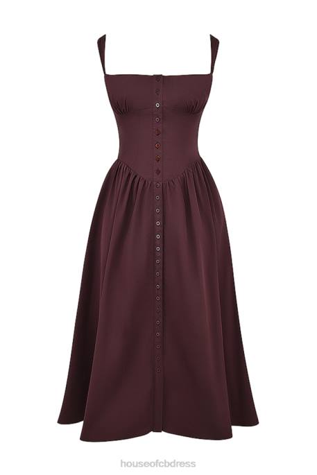 House of CB Tatiana Rich Brown Midi Sundress Clothing 4H6N172