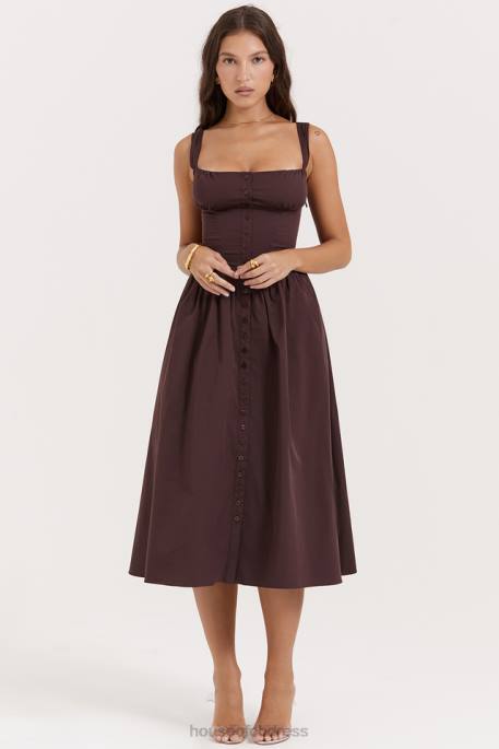 House of CB Tatiana Rich Brown Midi Sundress Clothing 4H6N172