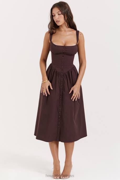 House of CB Tatiana Rich Brown Midi Sundress Clothing 4H6N172
