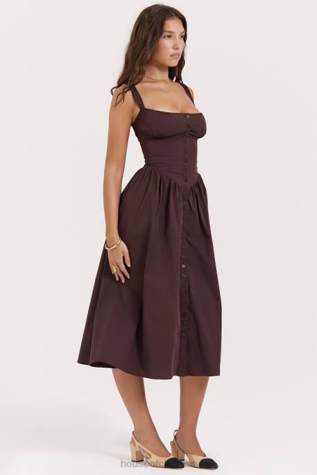 House of CB Tatiana Rich Brown Midi Sundress Clothing 4H6N172