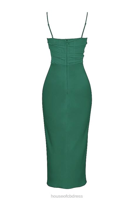 House of CB Teia Forest Draped Corset Midi Dress Clothing 4H6N388