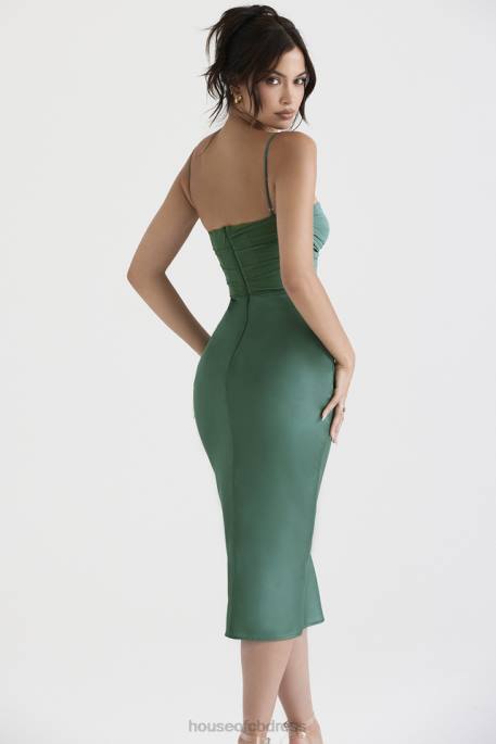 House of CB Teia Forest Draped Corset Midi Dress Clothing 4H6N388