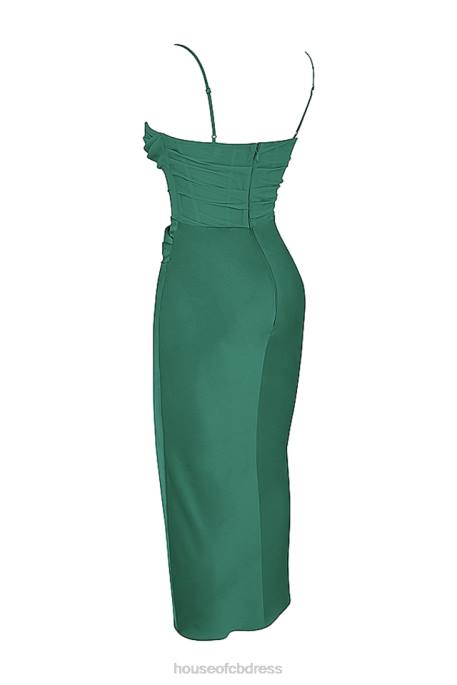 House of CB Teia Forest Draped Corset Midi Dress Clothing 4H6N388