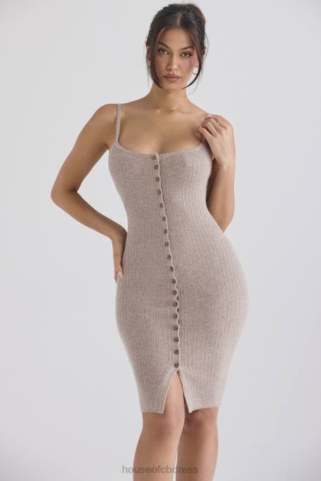 House of CB Teva Beige Cashmere Knit Midi Dress Clothing 4H6N315
