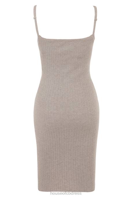 House of CB Teva Beige Cashmere Knit Midi Dress Clothing 4H6N315