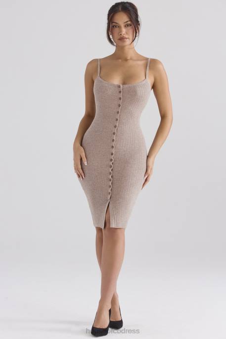 House of CB Teva Beige Cashmere Knit Midi Dress Clothing 4H6N315