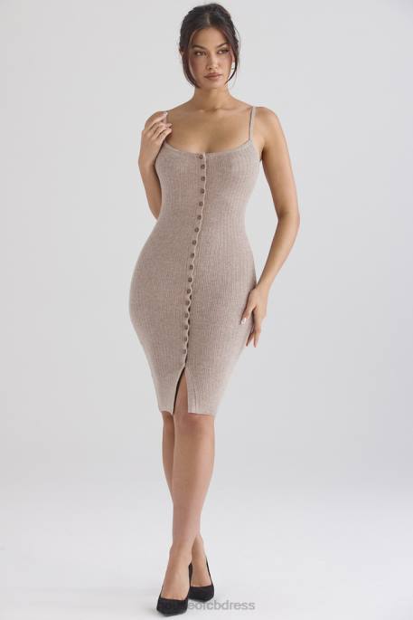 House of CB Teva Beige Cashmere Knit Midi Dress Clothing 4H6N315