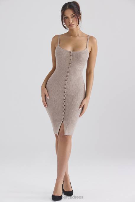 House of CB Teva Beige Cashmere Knit Midi Dress Clothing 4H6N315