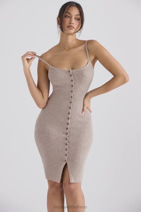 House of CB Teva Beige Cashmere Knit Midi Dress Clothing 4H6N315