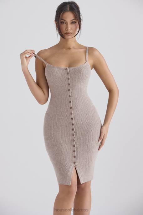 House of CB Teva Beige Cashmere Knit Midi Dress Clothing 4H6N315