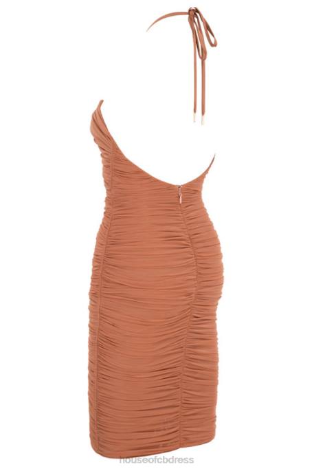 House of CB Tiarra Amber Ruched Mesh Midi Dress Clothing 4H6N607