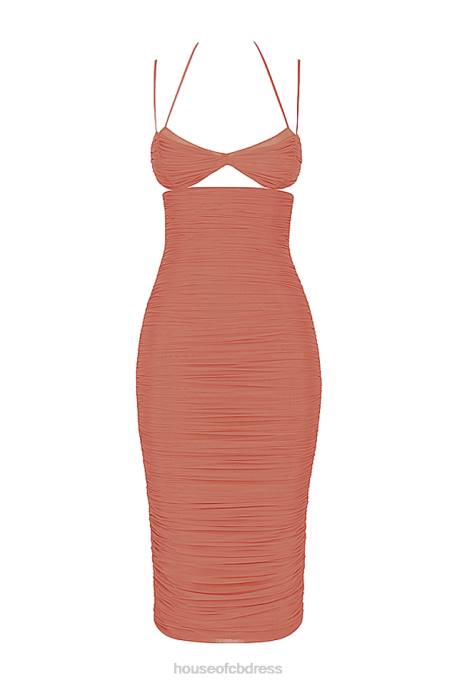 House of CB Tibi Rose Cutout Ruched Midi Dress Clothing 4H6N504