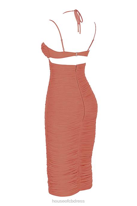House of CB Tibi Rose Cutout Ruched Midi Dress Clothing 4H6N504