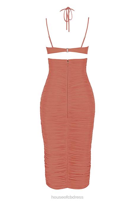 House of CB Tibi Rose Cutout Ruched Midi Dress Clothing 4H6N504