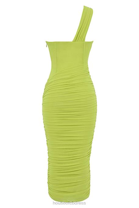 House of CB Valentina Lime Asymmetric Cutout Midi Dress Clothing 4H6N422