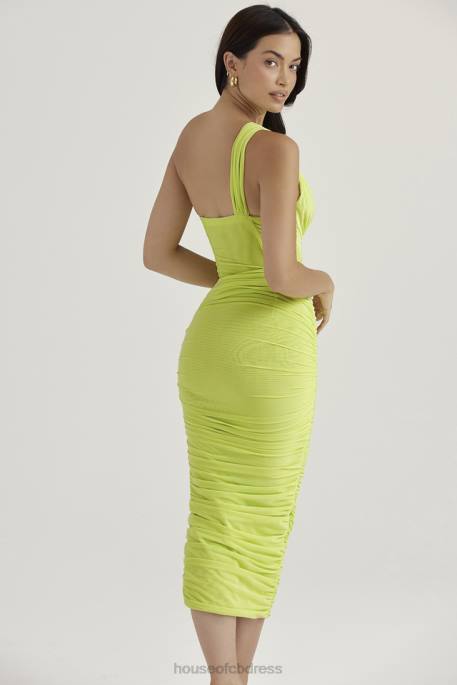 House of CB Valentina Lime Asymmetric Cutout Midi Dress Clothing 4H6N422