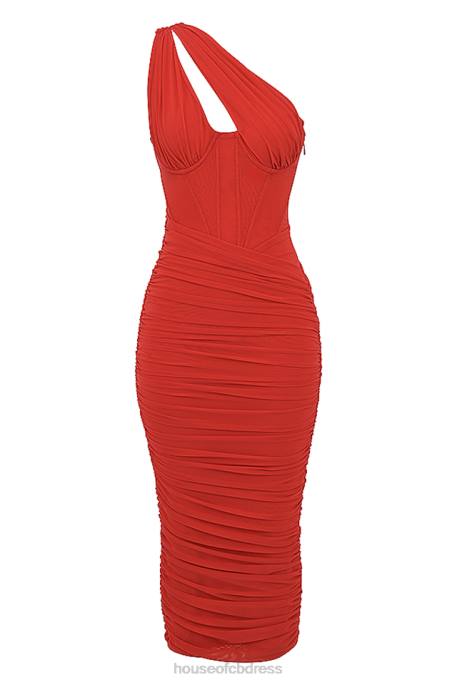 House of CB Valentina Scarlet Asymmetric Cutout Midi Dress Clothing 4H6N509