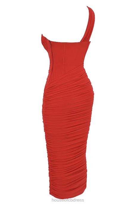 House of CB Valentina Scarlet Asymmetric Cutout Midi Dress Clothing 4H6N509