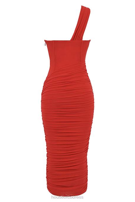 House of CB Valentina Scarlet Asymmetric Cutout Midi Dress Clothing 4H6N509