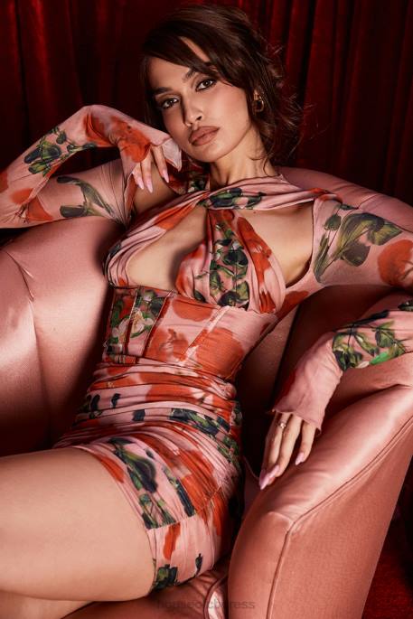 House of CB Adanna Rose Print Corset Mini Dress Clothing 4H6N495