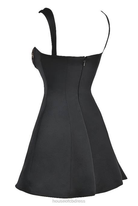 House of CB Adriana Black Satin And Lace Mini Dress Clothing 4H6N385