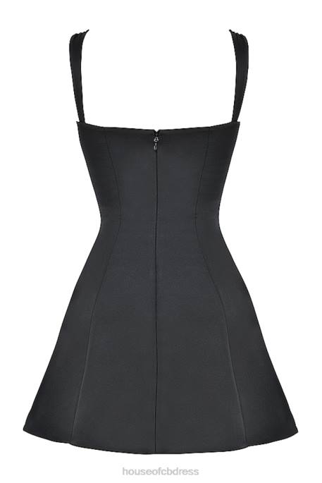 House of CB Adriana Black Satin And Lace Mini Dress Clothing 4H6N385