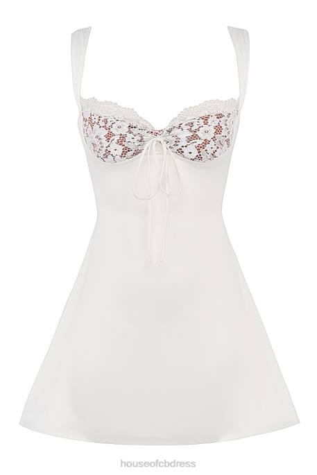 House of CB Adriana Ivory Satin and Lace Mini Dress Clothing 4H6N398