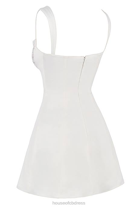 House of CB Adriana Ivory Satin and Lace Mini Dress Clothing 4H6N398
