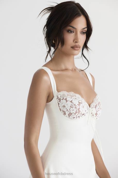 House of CB Adriana Ivory Satin and Lace Mini Dress Clothing 4H6N398