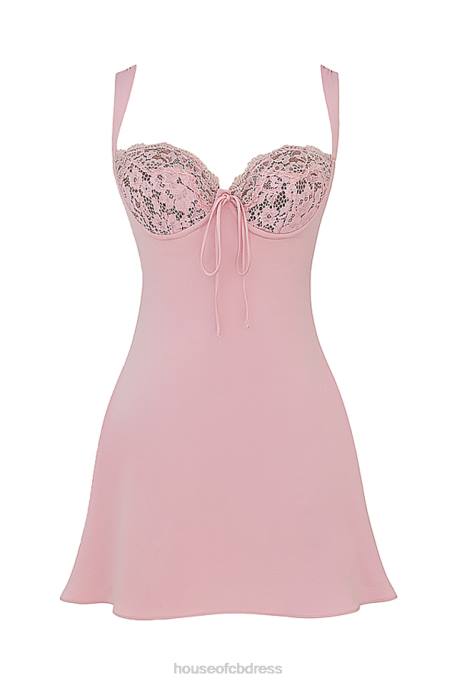 House of CB Adriana Rose Satin And Lace Mini Dress Clothing 4H6N238