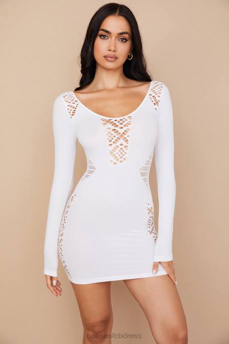 House of CB Alana White Stretch Knit Mini Dress Clothing 4H6N574