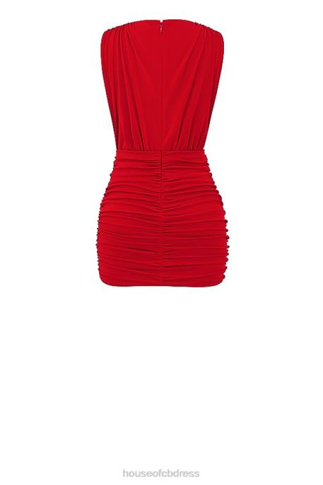 House of CB Aliza Cherry Gathered Mini Dress Clothing 4H6N236