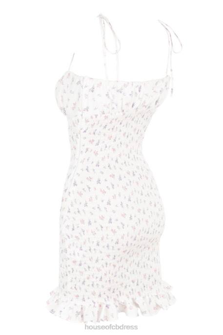 House of CB Allie White Floral Shirred Mini Dress Clothing 4H6N616