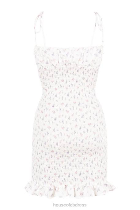 House of CB Allie White Floral Shirred Mini Dress Clothing 4H6N616