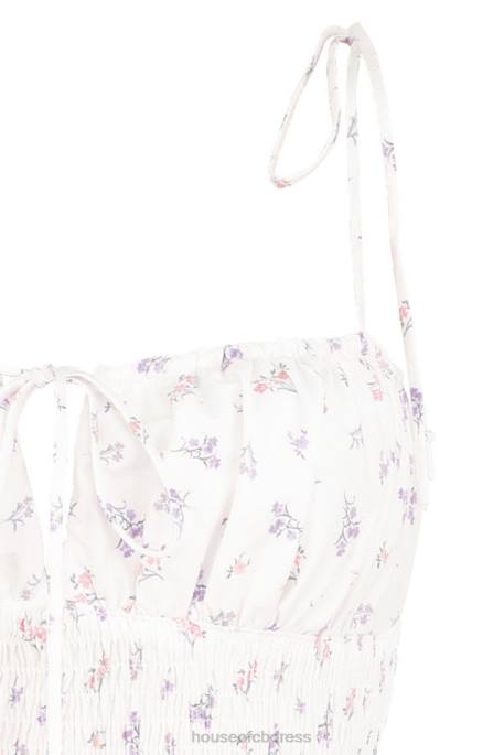 House of CB Allie White Floral Shirred Mini Dress Clothing 4H6N616