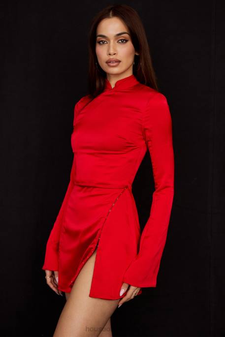 House of CB Alyssa Scarlet Satin Mini Dress Clothing 4H6N498